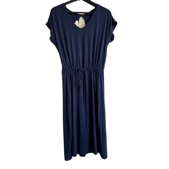 Amour Vert Modal Tight Knit V Neck Keyhole Back Soft Dress Lightweight Size S - Picture 3 of 4